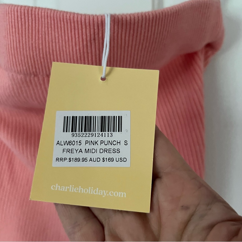 NWT ANTHROPOLOGIE CHARLIE HOLIDAY Freya Midi Dress in Pink Punch Size 4 - Picture 7 of 8